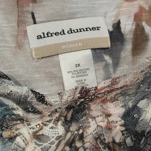 Alfred Dunner Embellished Floral 3/4 Sleeve Top-Size 2x - Picture 5 of 5